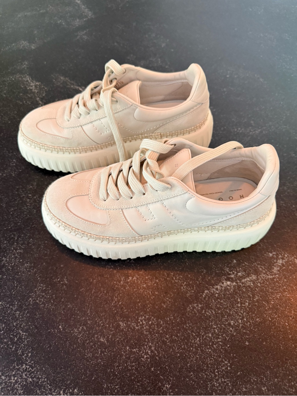 Hogan Cream Platform Lace-Up Sneakers